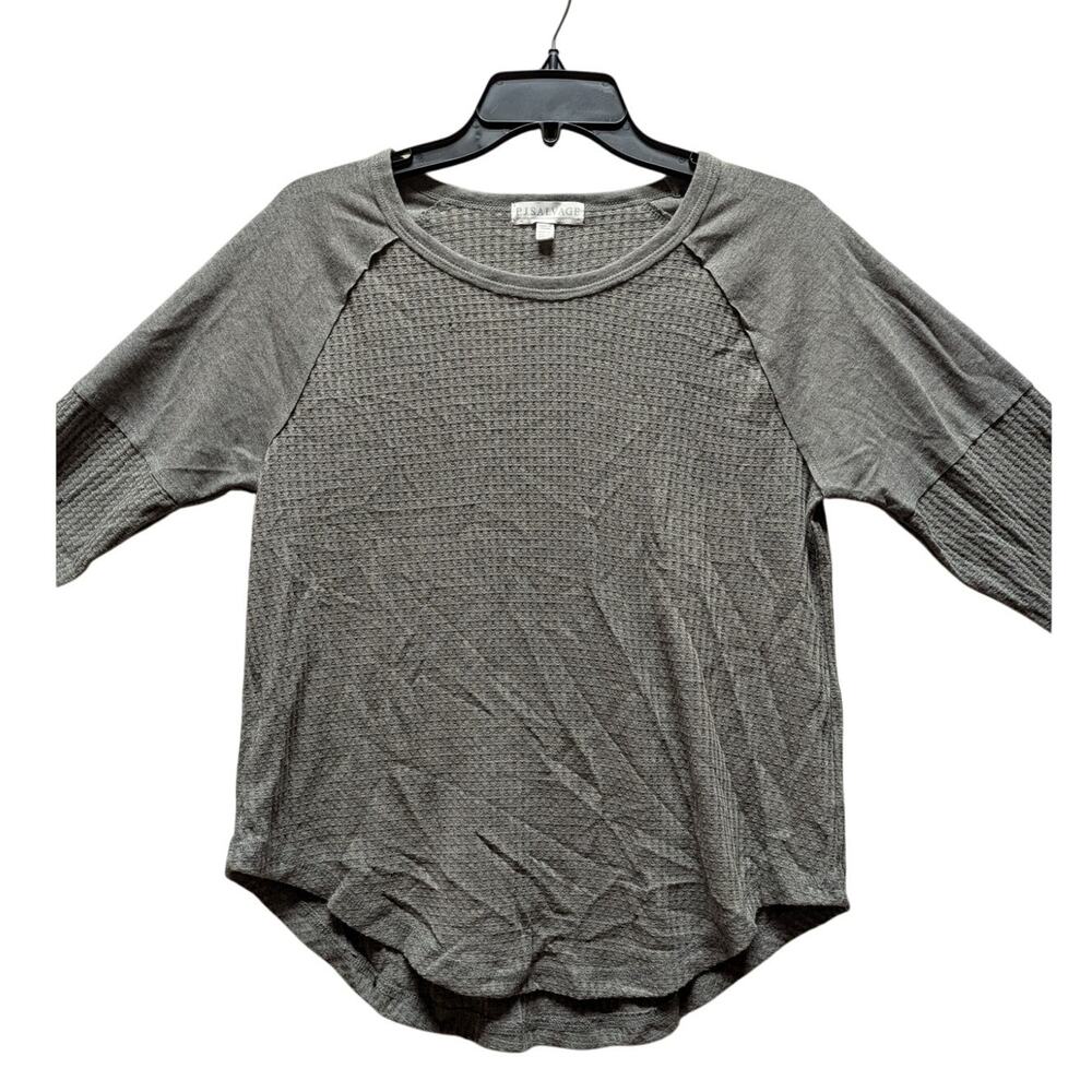 PJ Salvage gray thermal waffle knit Tshirt Womens Size medium layering